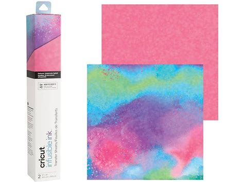 Cricut Infusible Ink Transfer Sheets 2-pack (Watercolour Splash); Produces stunning, vibrant, professional, and permanent heat transfers; Requires compatible Infusible Ink blank (sold separately) and Cricut EasyPress™ 2 or heat press that reaches 400°F (205°C); Transferred inks never flake, peel, crack or wrinkle